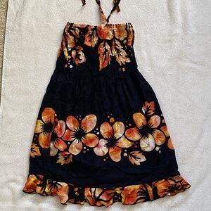 Black Halter Dress with Vibrant Floral Pattern